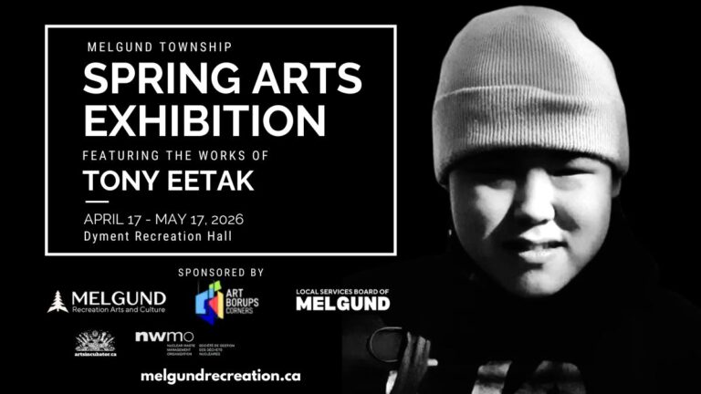 The 2026 Spring Art Exhibition in Melgund Township, Northwestern Ontario, and Winnipeg, Manitoba features Northern Artists including Tony Eetak in a dynamic Multi and Inter-Arts showcase presented through our Northern Arts Program. Led by Arts Incubator Winnipeg, Art Borups Corners, and Melgund Recreation, Arts and Culture, the exhibition highlights visual art, music, and collaborative community projects, with a strong emphasis on Indigenous arts, land-based practices, and northern cultural traditions. Audiences can experience diverse works from emerging and established creators, connecting rural and urban northern communities, celebrating cross-disciplinary creativity, fostering cultural exchange, and reinforcing the region’s role as a vibrant hub for northern arts innovation and contemporary Indigenous expression.
