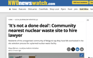 Melgund Township is in the news this week as nuclear waste impact assessments dominate local issues.