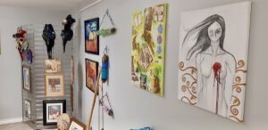 Part gallery, part creative workshop: the transformed basement level of Dyment Hall currently features work by local artist Leanne Nicholson, serving as a vibrant year-round home for community-based research and seasonal art exhibitions.