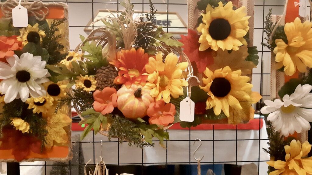 These beautiful thanksgiving decorations by Dryden Artist Fran Higgins are on sale this weekend at the Dyment Recreation Hall annual fall market.