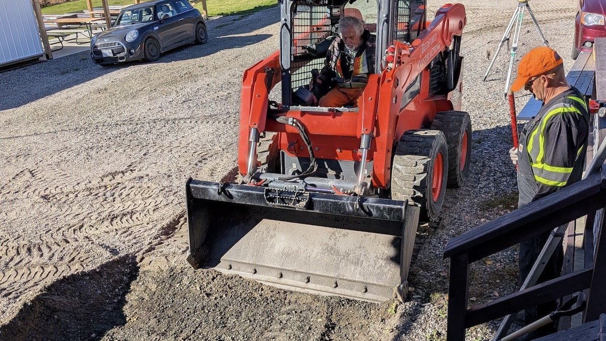 Good community spaces don’t look after themselves. Pete and Pat were out making sure the groundwork is done right before the next stage begins.